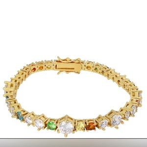 Kurt Geiger Rainbow Cubic Zirconia Tennis Line Bracelet